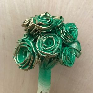 12 Green Rose Bouquet and a little Gold Handmade Roses That Last Forever